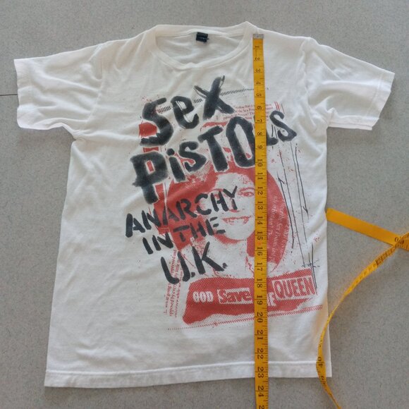 Vintage 2005 Sex Pistols Anarchy in the UK God save the Queen white tee Size S - Picture 4 of 6